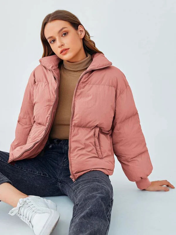 Women's Light Pink Thermal Oversized Puffer Jacket