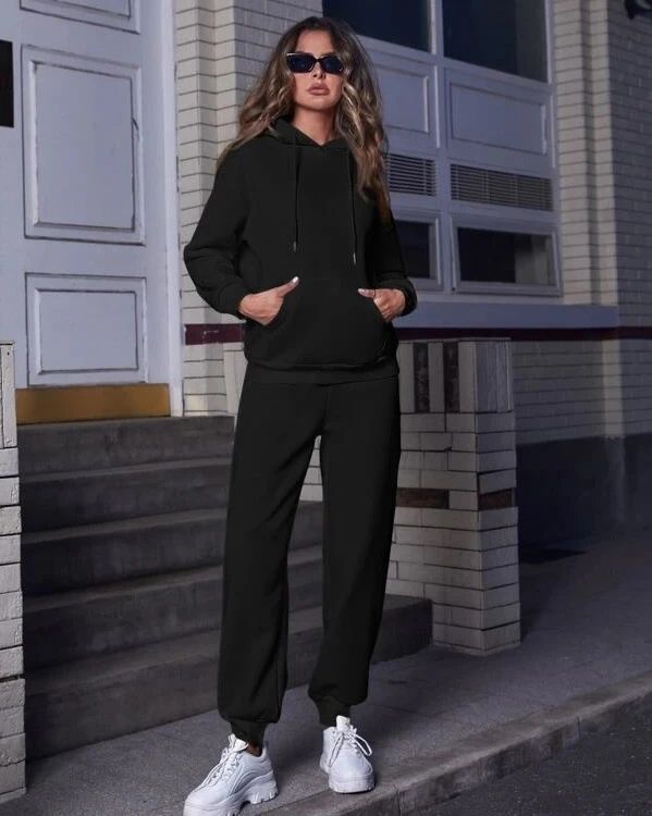 Black Plain Hoodie & Sweatpants