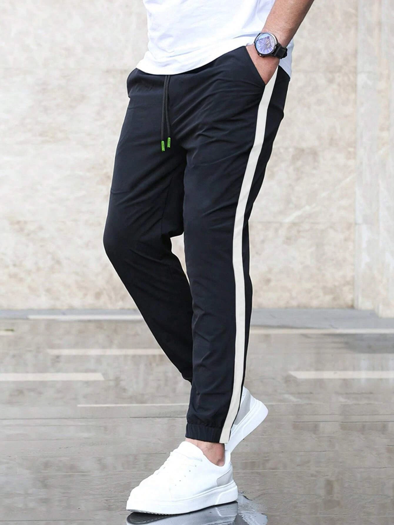 White Side Stripe Trousers