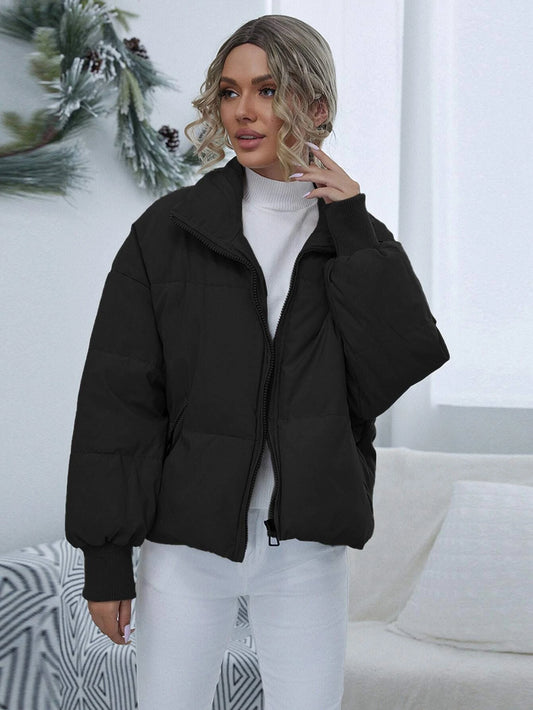 Women's Black Thermal Oversized Puffer Jacket