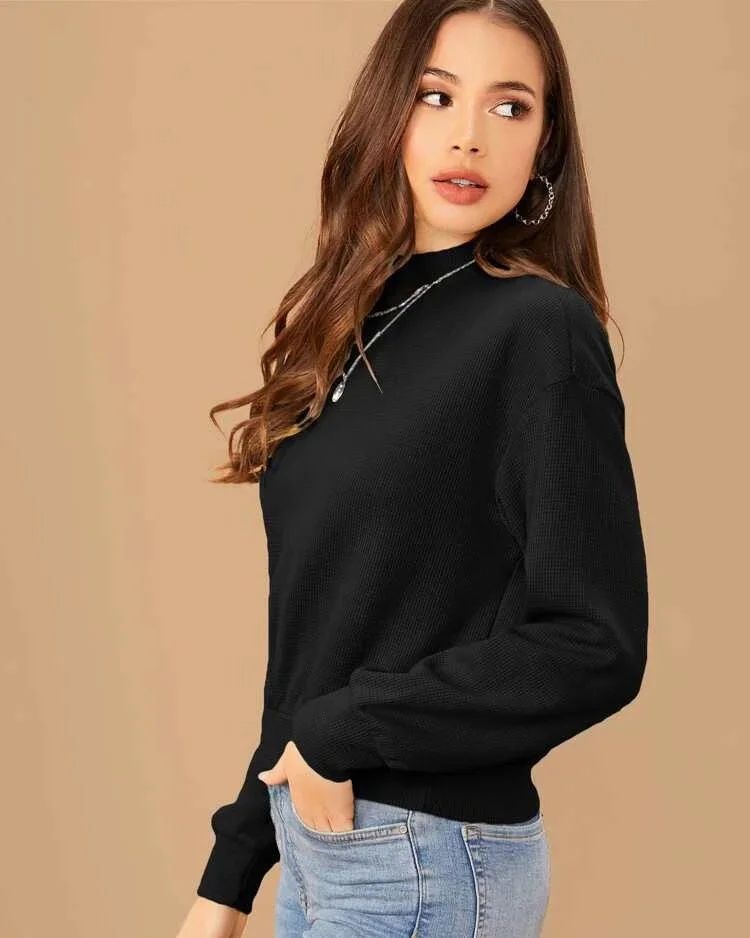 Black Mock Neck Sweatshirt