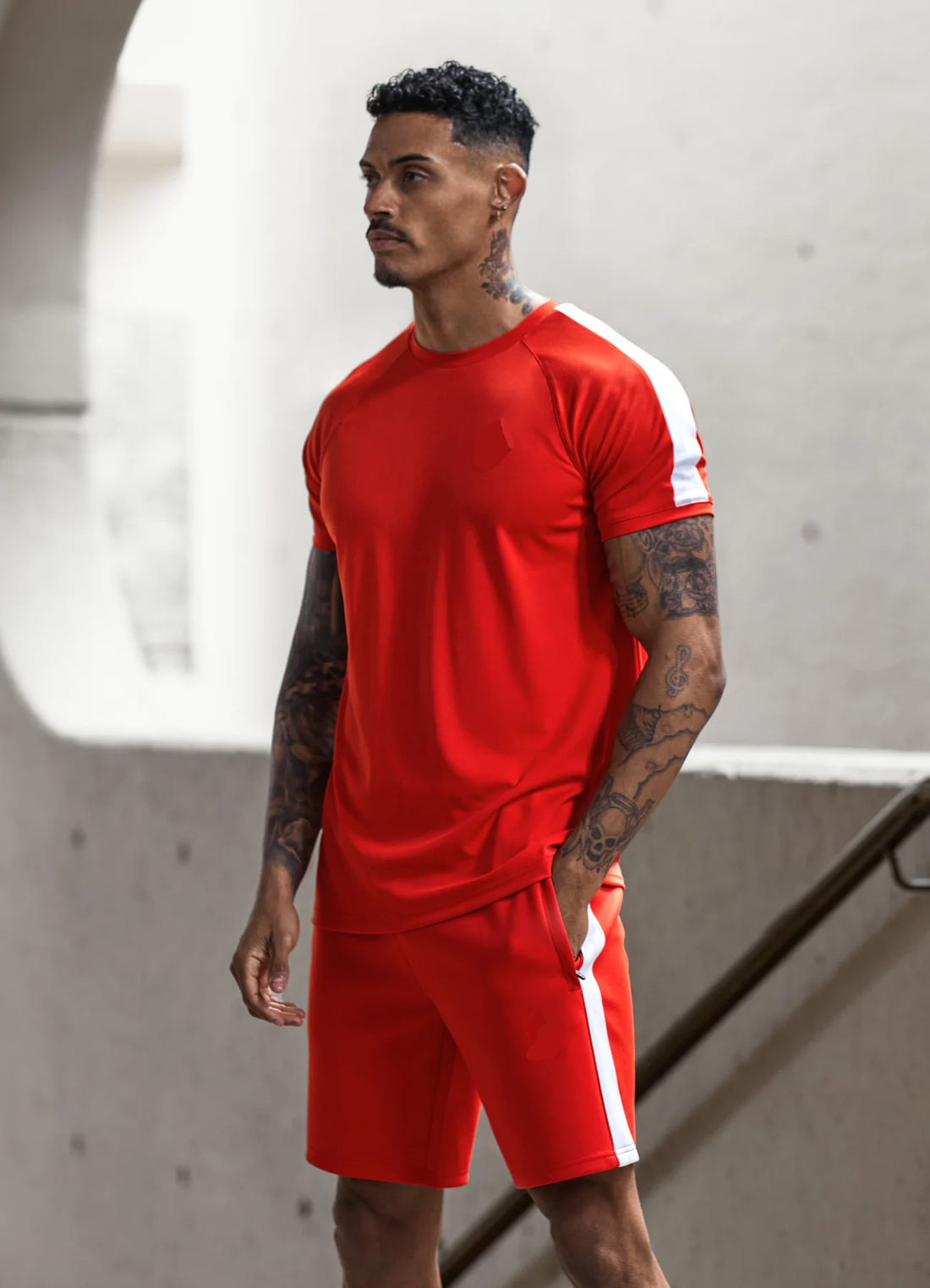 Red Stripe Shorts set