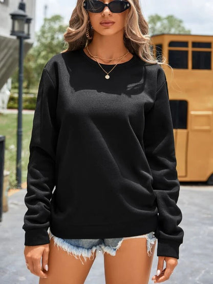 Women's Black Plain Pullover