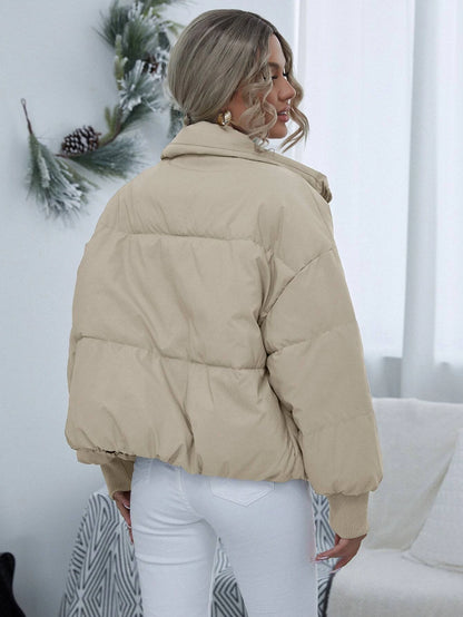 Women's Cream Thermal Oversized Puffer Jacket