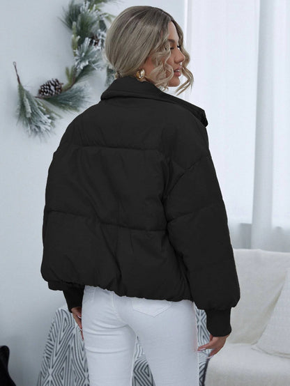 Women's Black Thermal Oversized Puffer Jacket