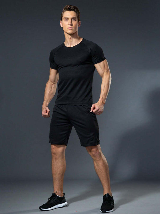 Black Training Tee & Shorts Set