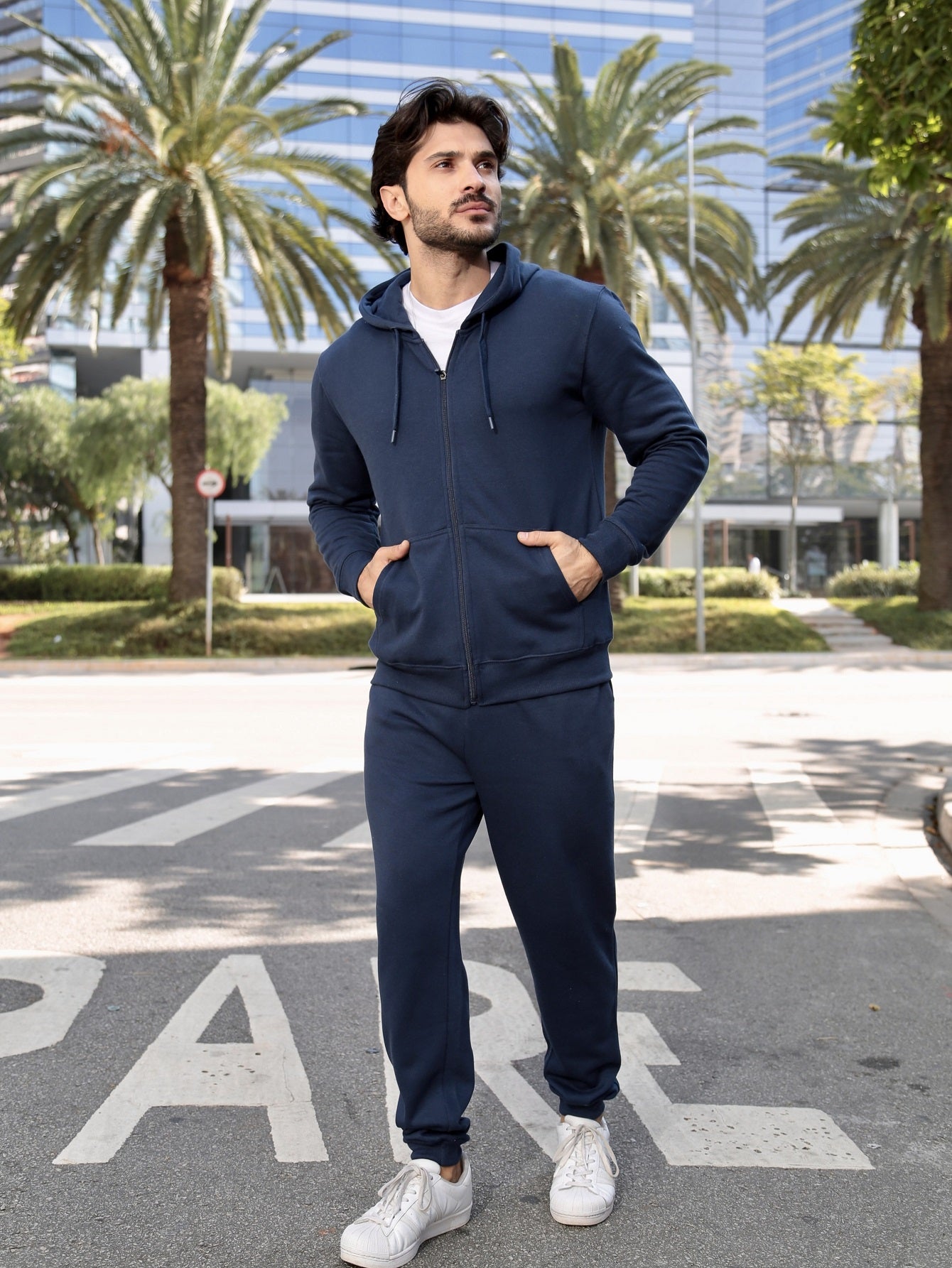 Navy Zipper Hoodie & Sweatpants