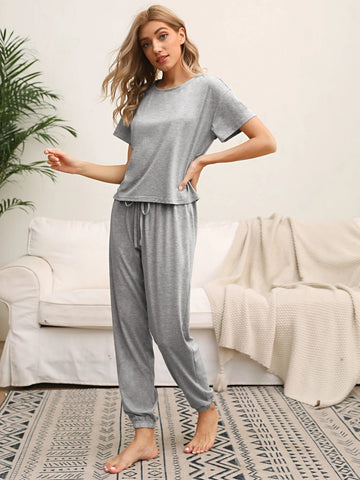 Grey Elastic Cuff Co-Ord