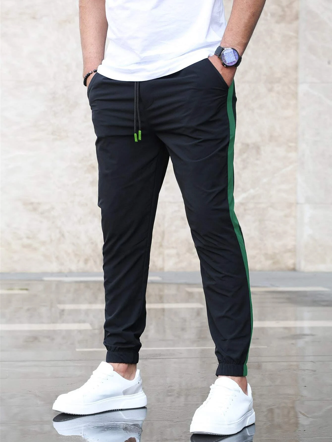 Green Side Stripe Trousers