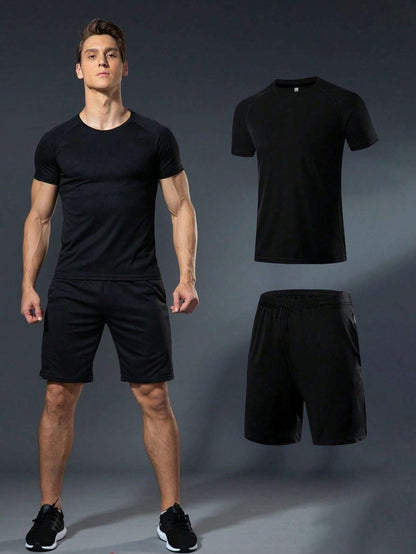 Black Training Tee & Shorts Set