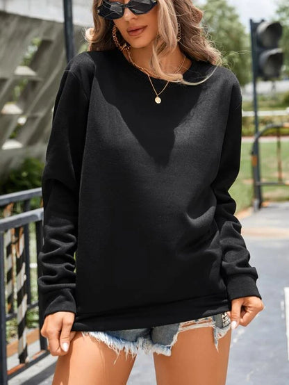 Women's Black Plain Pullover