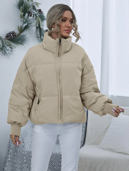 Women's Cream Thermal Oversized Puffer Jacket