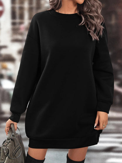 Women's Black Long Drop Shoulder  Sweatshirt