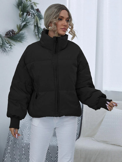 Women's Black Thermal Oversized Puffer Jacket