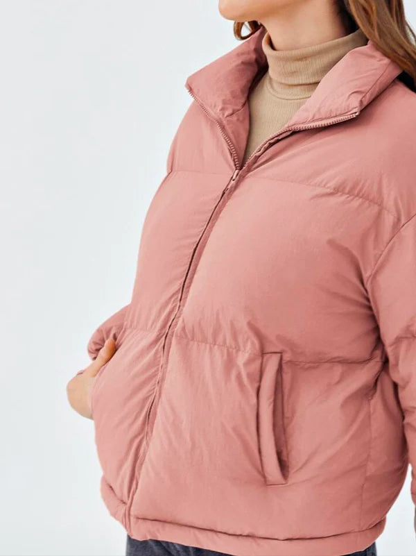 Women's Light Pink Thermal Oversized Puffer Jacket