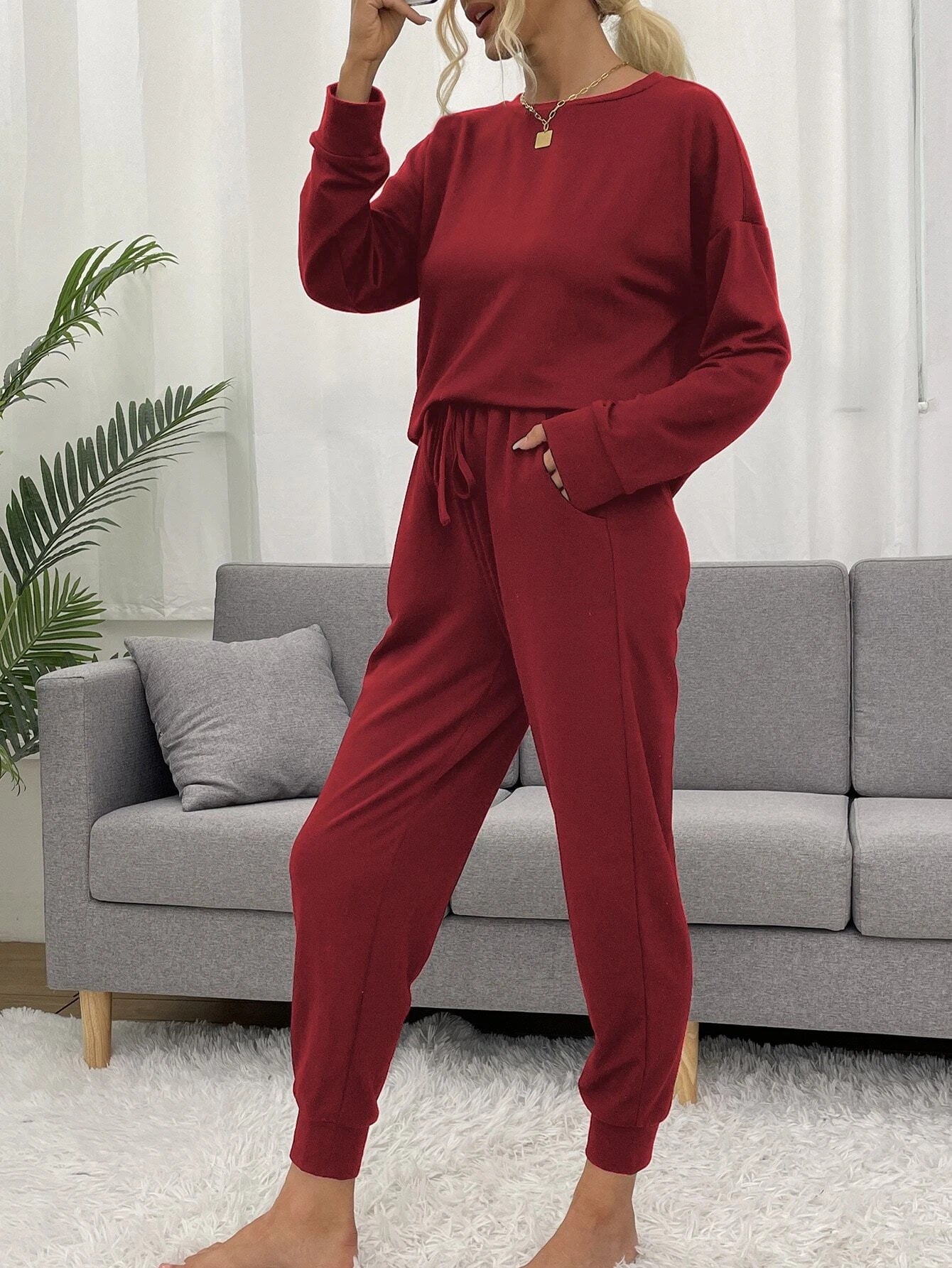 Maroon Oversized lounge suit