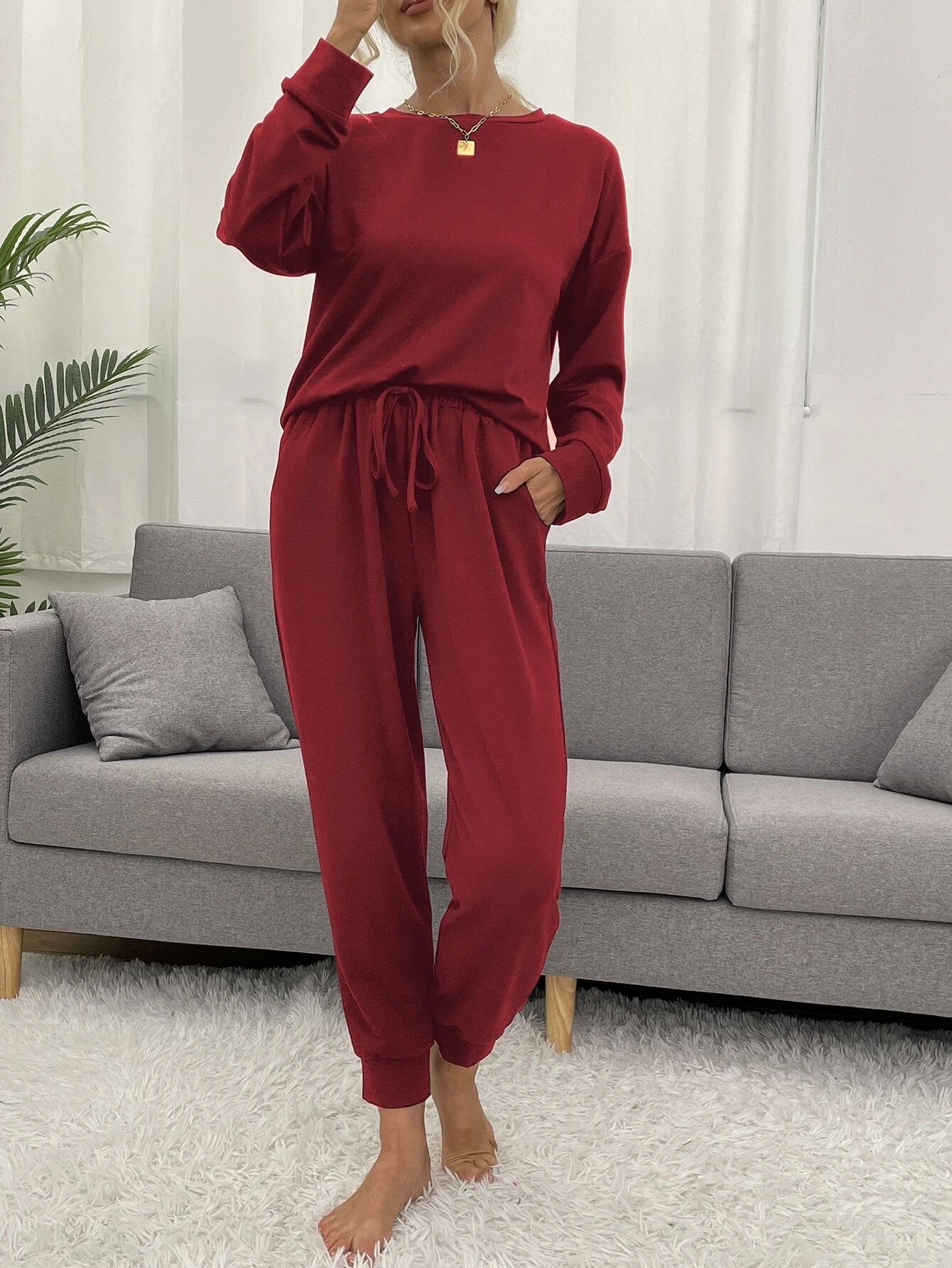 Maroon Oversized lounge suit