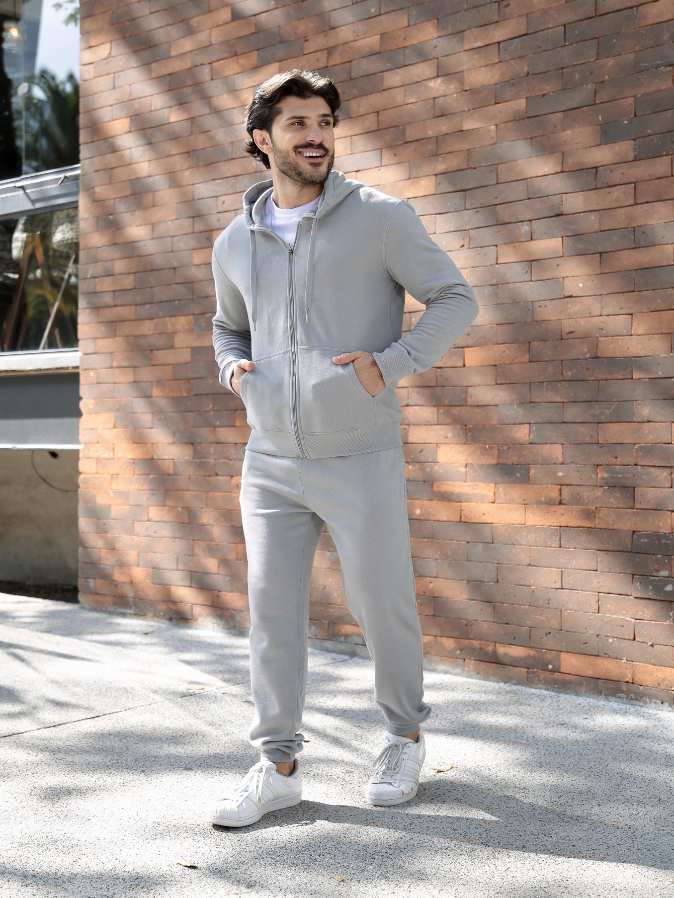 Light Grey Zipper Hoodie & Sweatpants