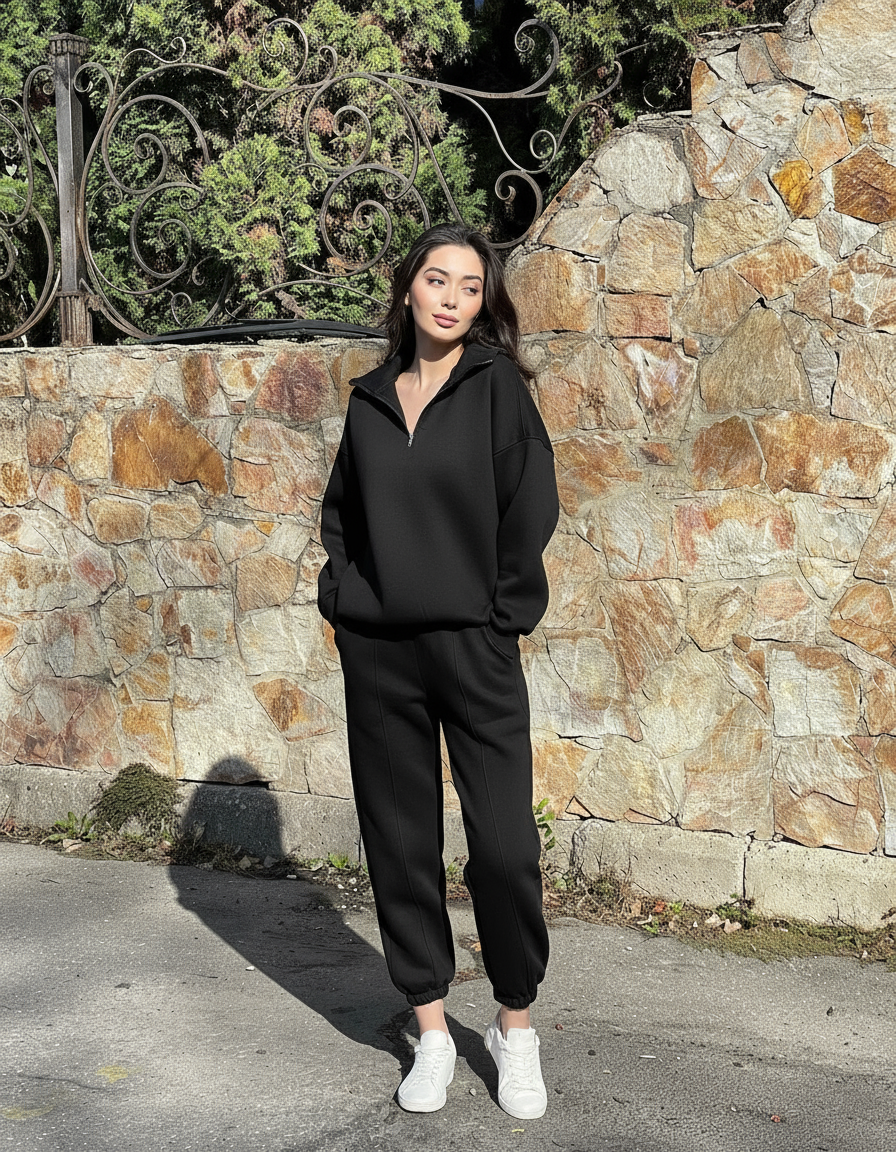 Black Zip Up Tracksuit