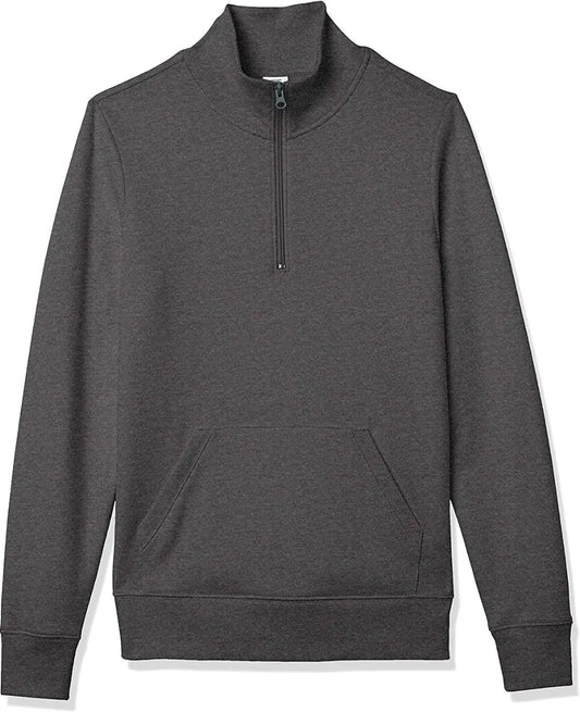 Charcoal Kangaroo Pocket Half Placket Sweatshirt