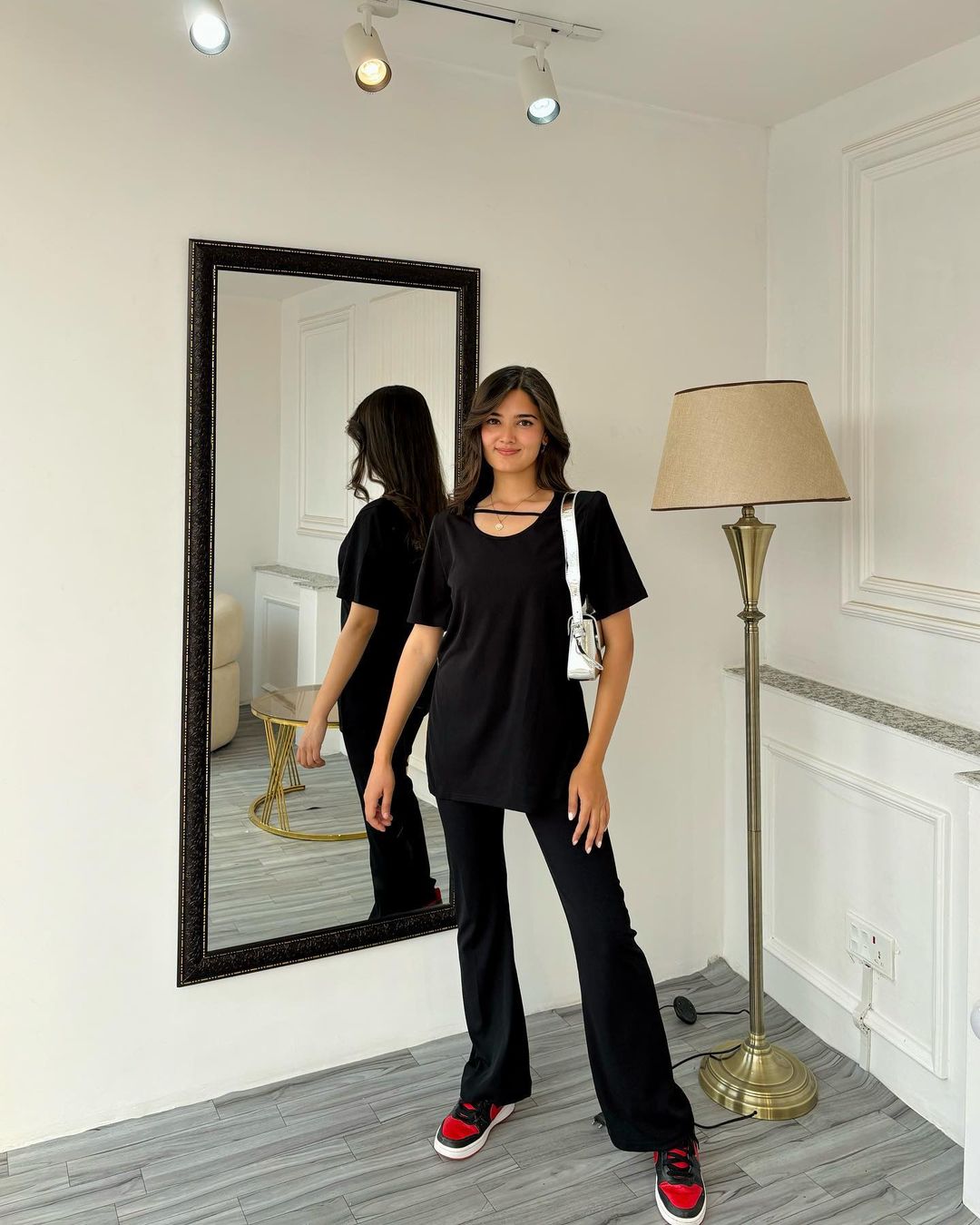 Black Slit TS & Belly Pants