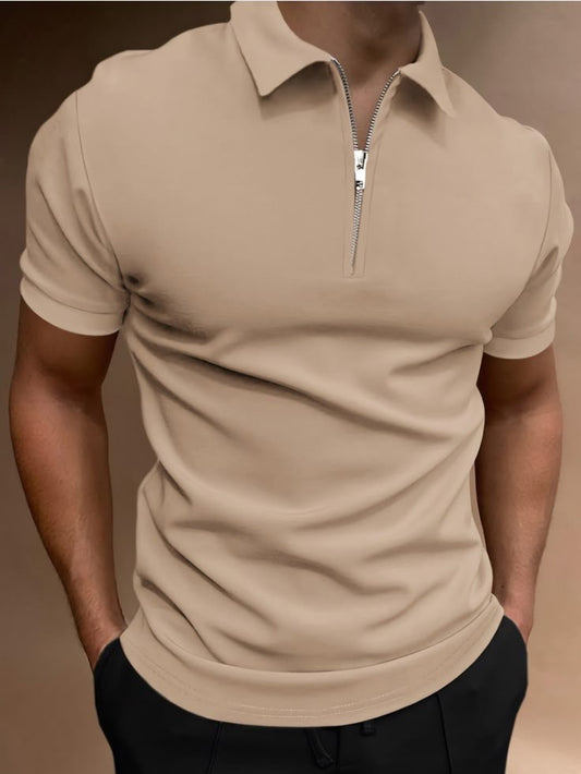 Camel Zipper Polo Shirt