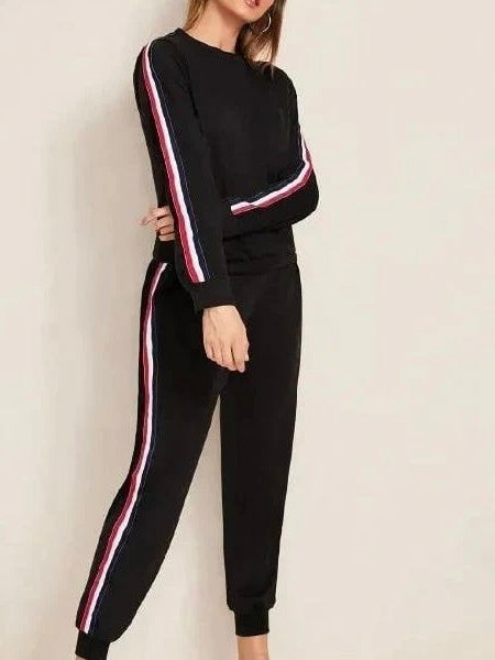 Women's Black Stripe Sweatsuit