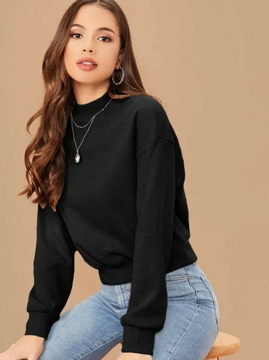 Black Mock Neck Sweatshirt