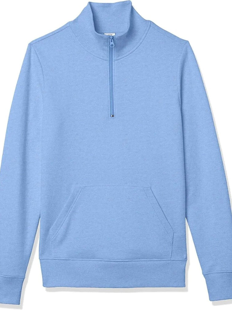 Blue Kangaroo Pocket Half Placket Sweatshirt