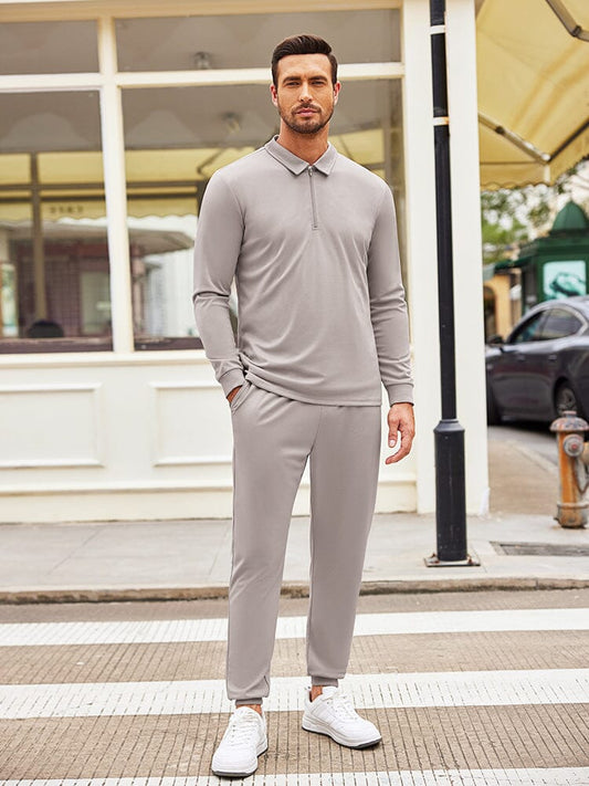 Beige Full Sleeves Zipper & Trousers