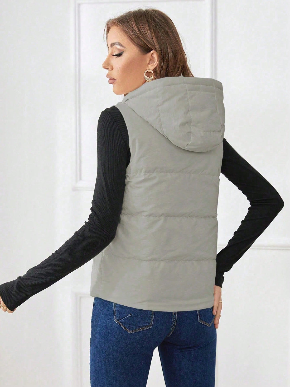 Grey Sleeveless Puffer Jacket