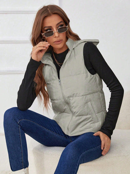 Grey Sleeveless Puffer Jacket