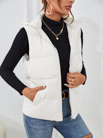 White Sleeveless Puffer Jacket