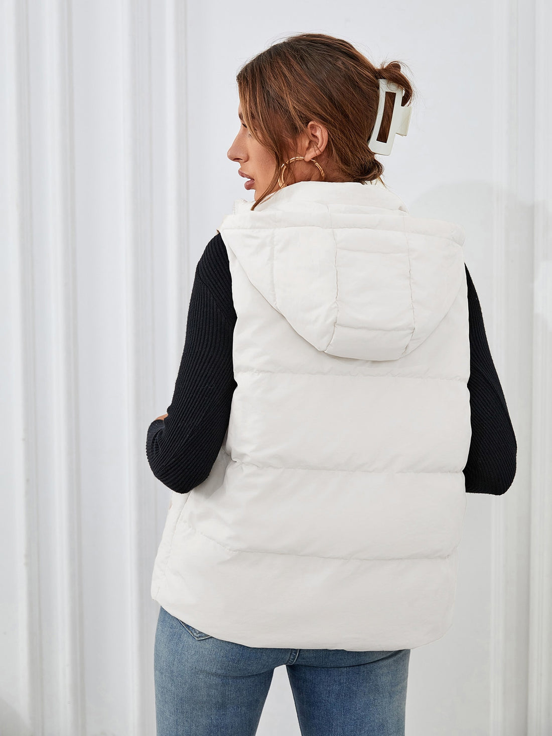 White Sleeveless Puffer Jacket