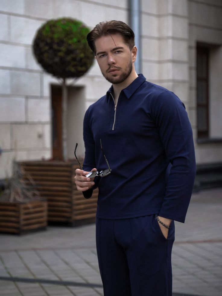 Navy Zipper Polo & Trouser