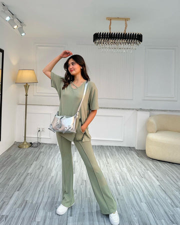 Mint Slit TS & Belly Pants