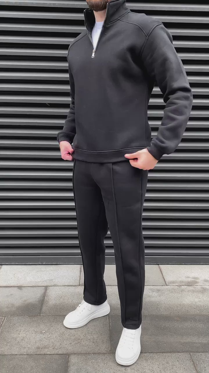Black 1/4 Zip Tracksuit