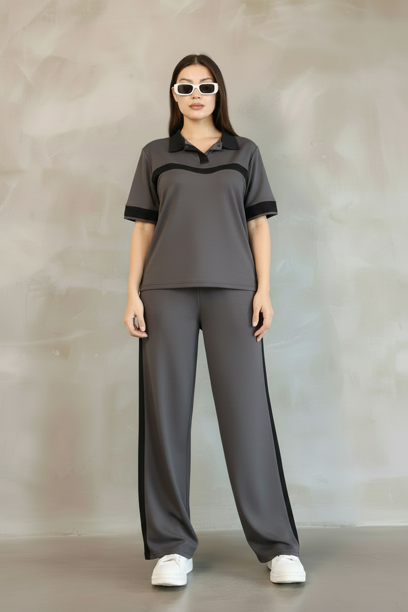 W. Dark Grey Polo Summer Tracksuit