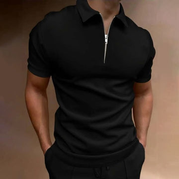 Black Zipper Polo Shirt