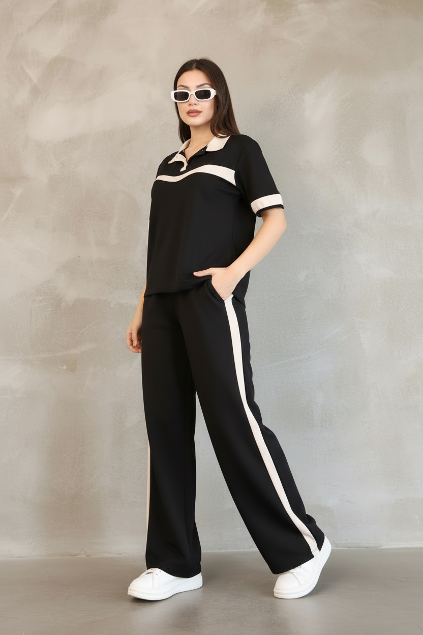 W. Black Polo Summer Tracksuit