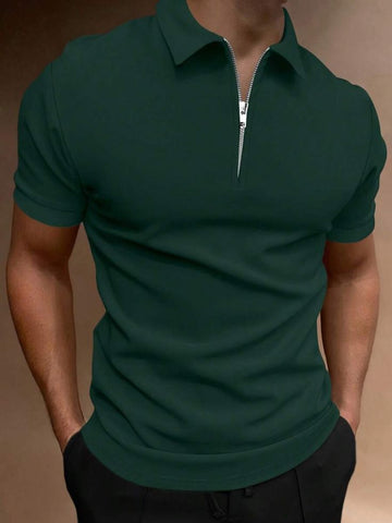 Green Zipper Polo Shirt