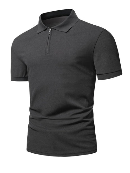 Dark Grey Zipper Polo Shirt