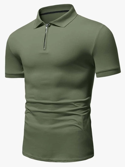 Olive Zipper Polo Shirt