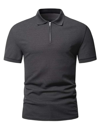 Dark Grey Zipper Polo Shirt