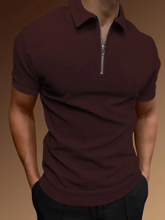 Burgundy Zipper Polo Shirt